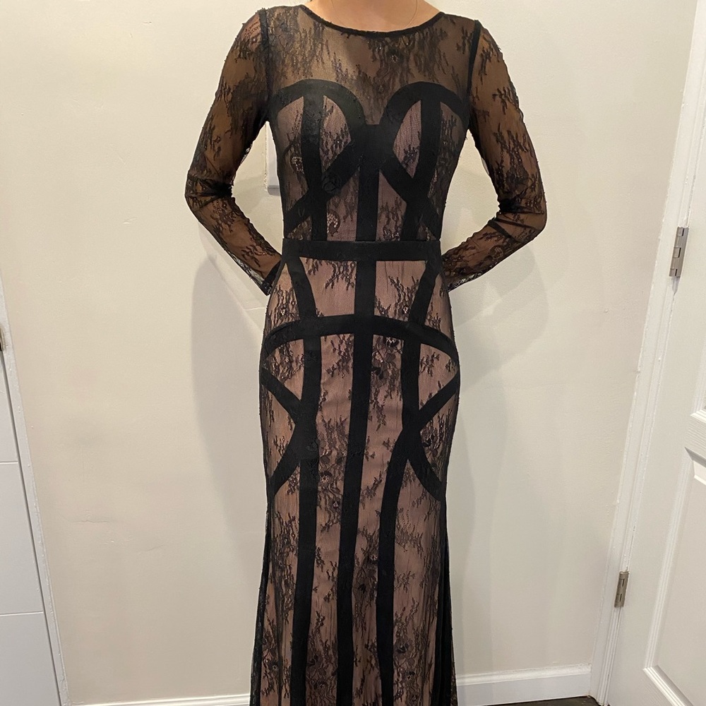 Bariano Australia black and nude lace gown